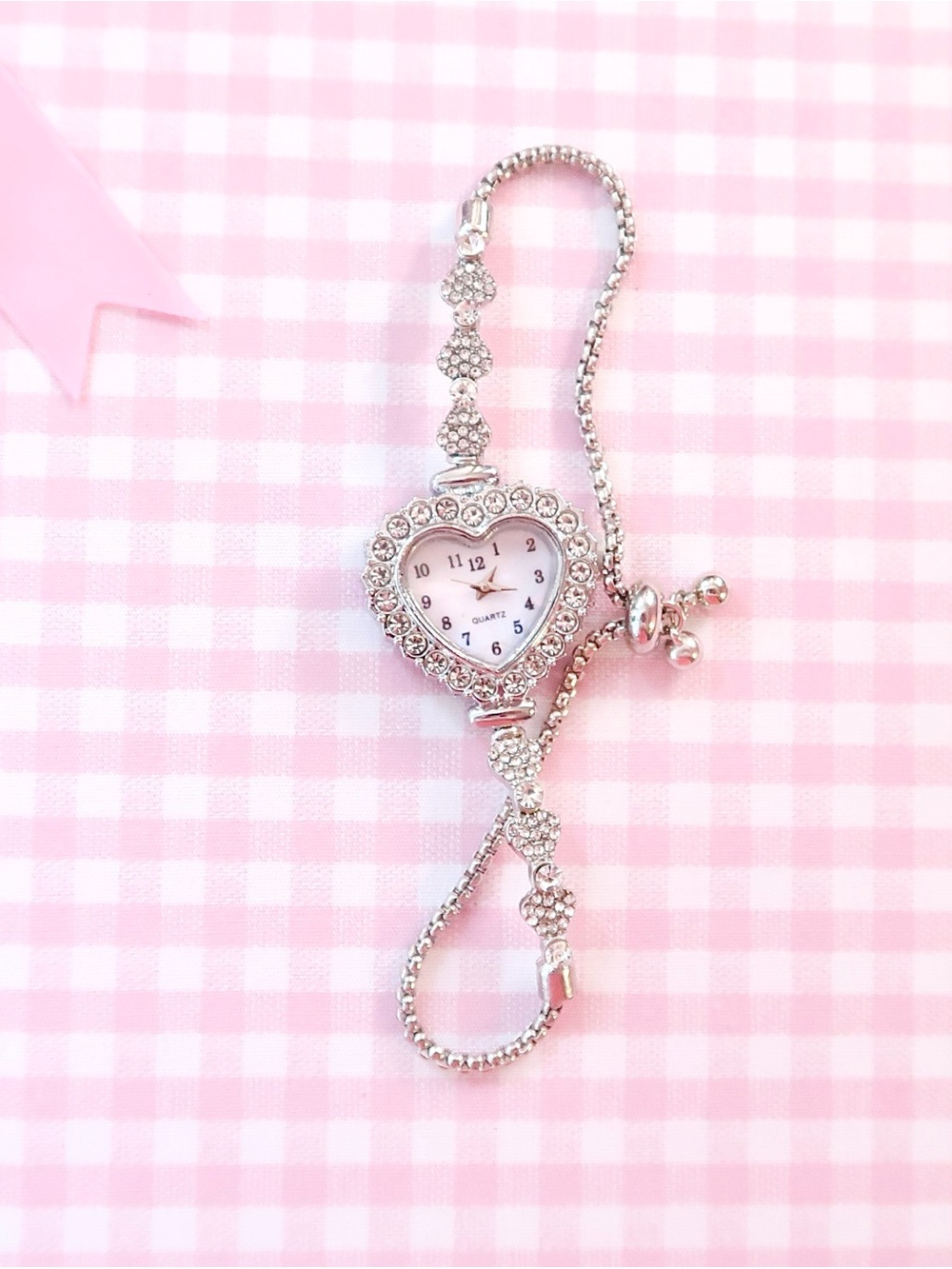 Silver Heart Crystal Bracelet Watch - Women's Jewelry